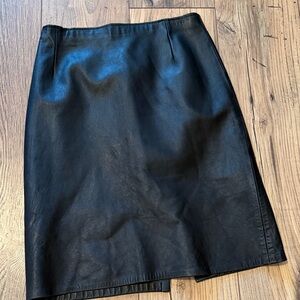 90s Vintage Black Leather Firenze Skirt